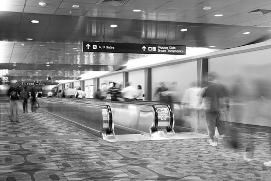 an airport people mover, with motion blur