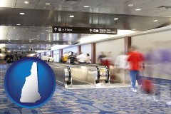 new-hampshire map icon and an airport people mover, with motion blur